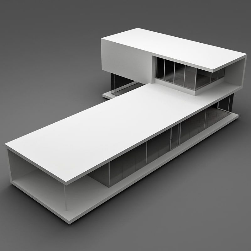 Minimal 3D architectural model of a modern villa